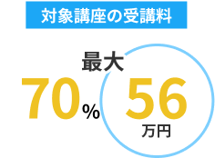 期間限定対象講座が70%、56万円キャッシュバック※税抜額から